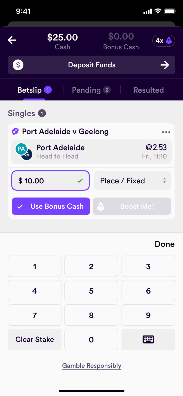 Dabble bet slip