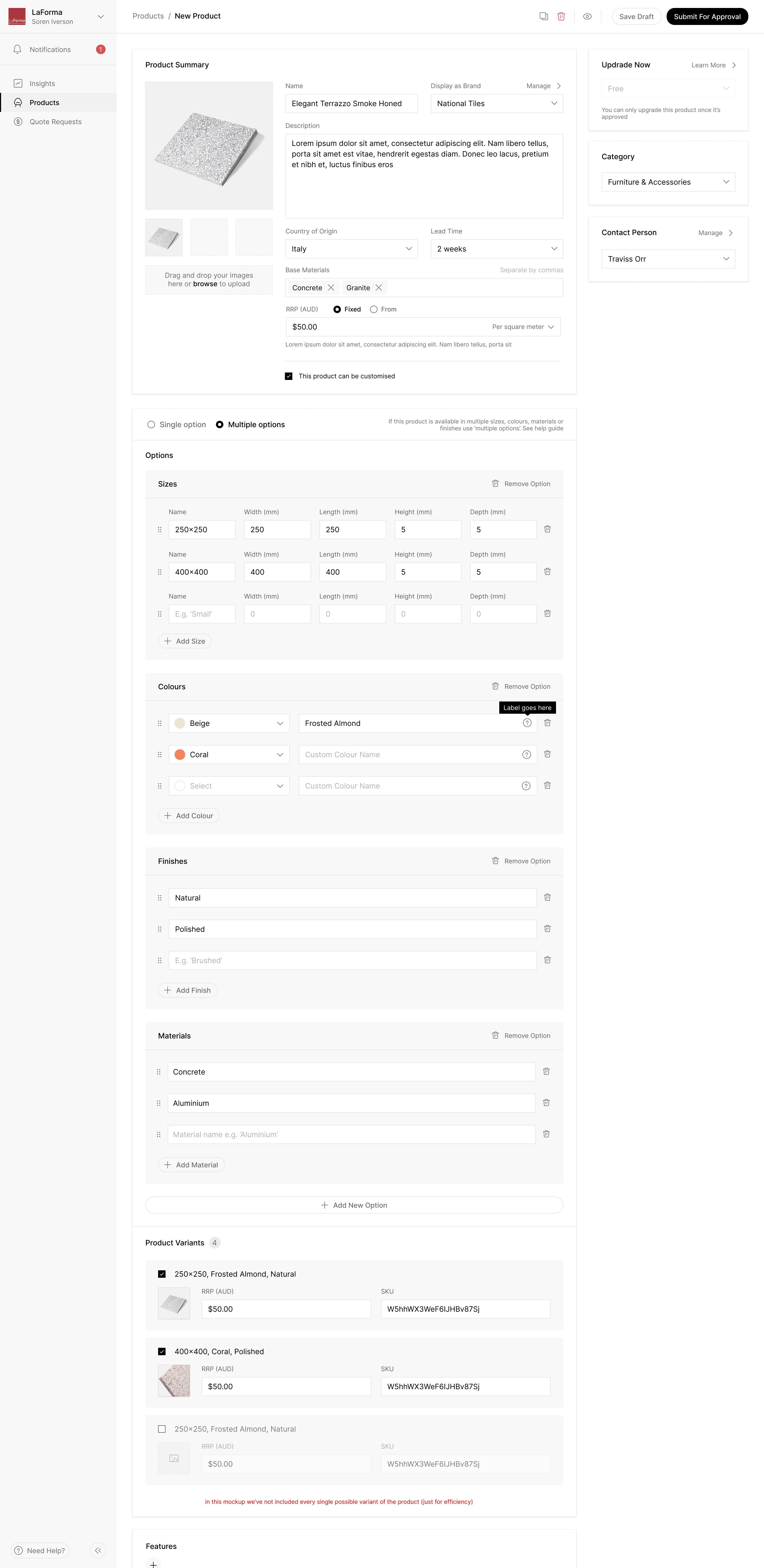 Brand portal product page