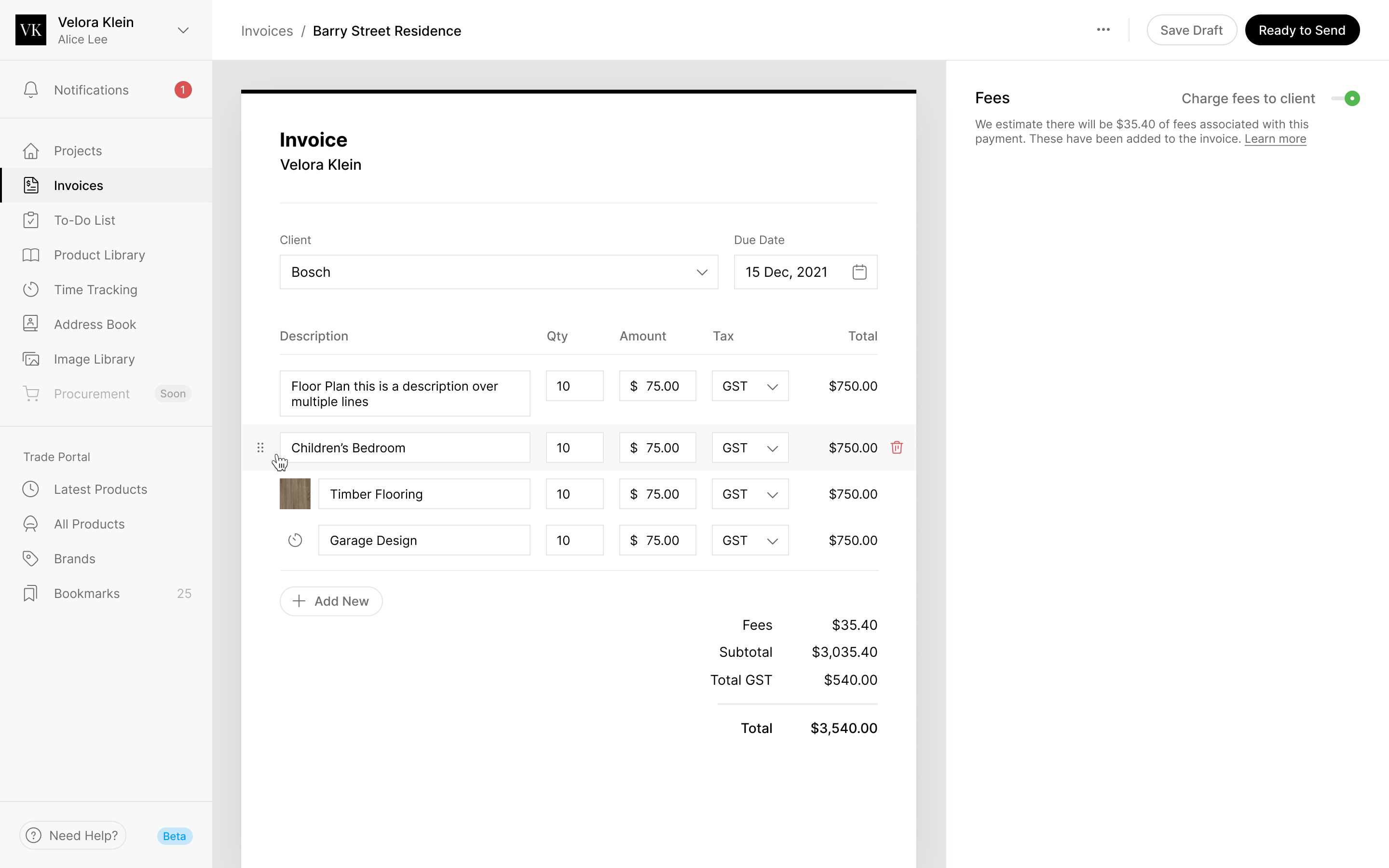 Programa invoice detail