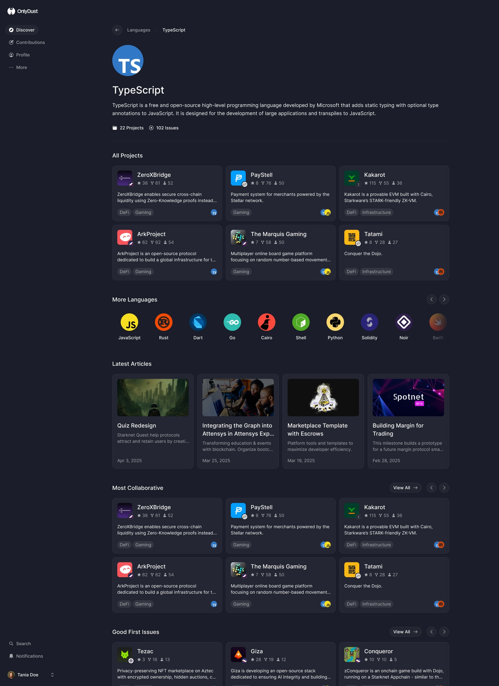 OnlyDust language collection