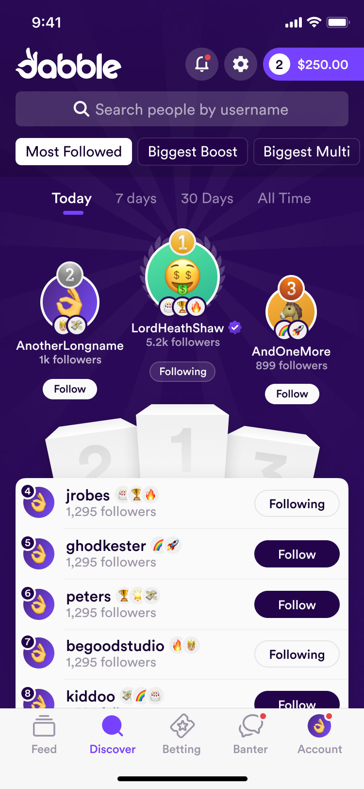 Dabble leaderboard