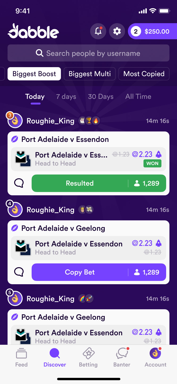 Dabble leaderboard filters