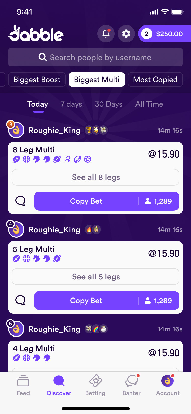 Dabble leaderboard detail