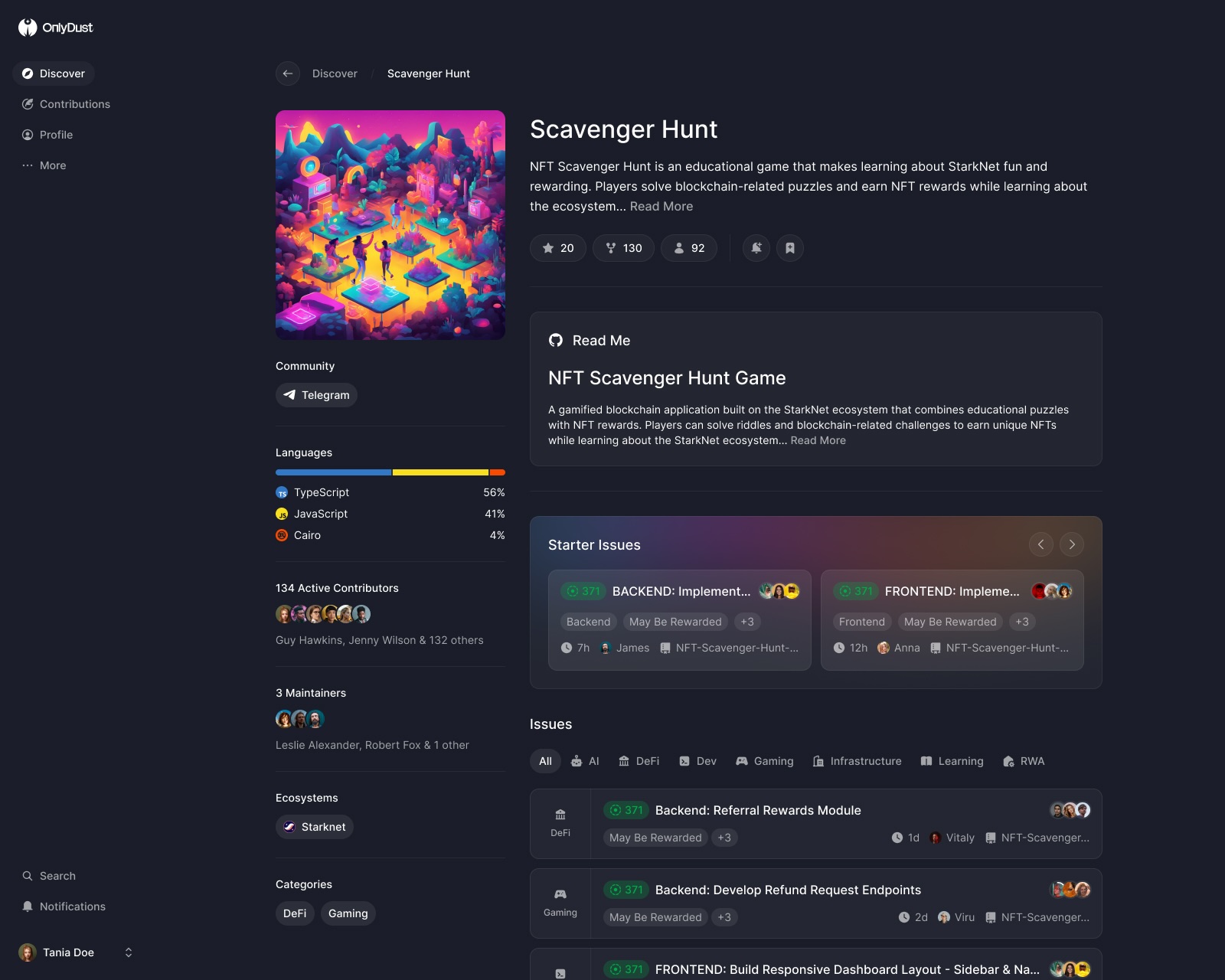 OnlyDust project detail