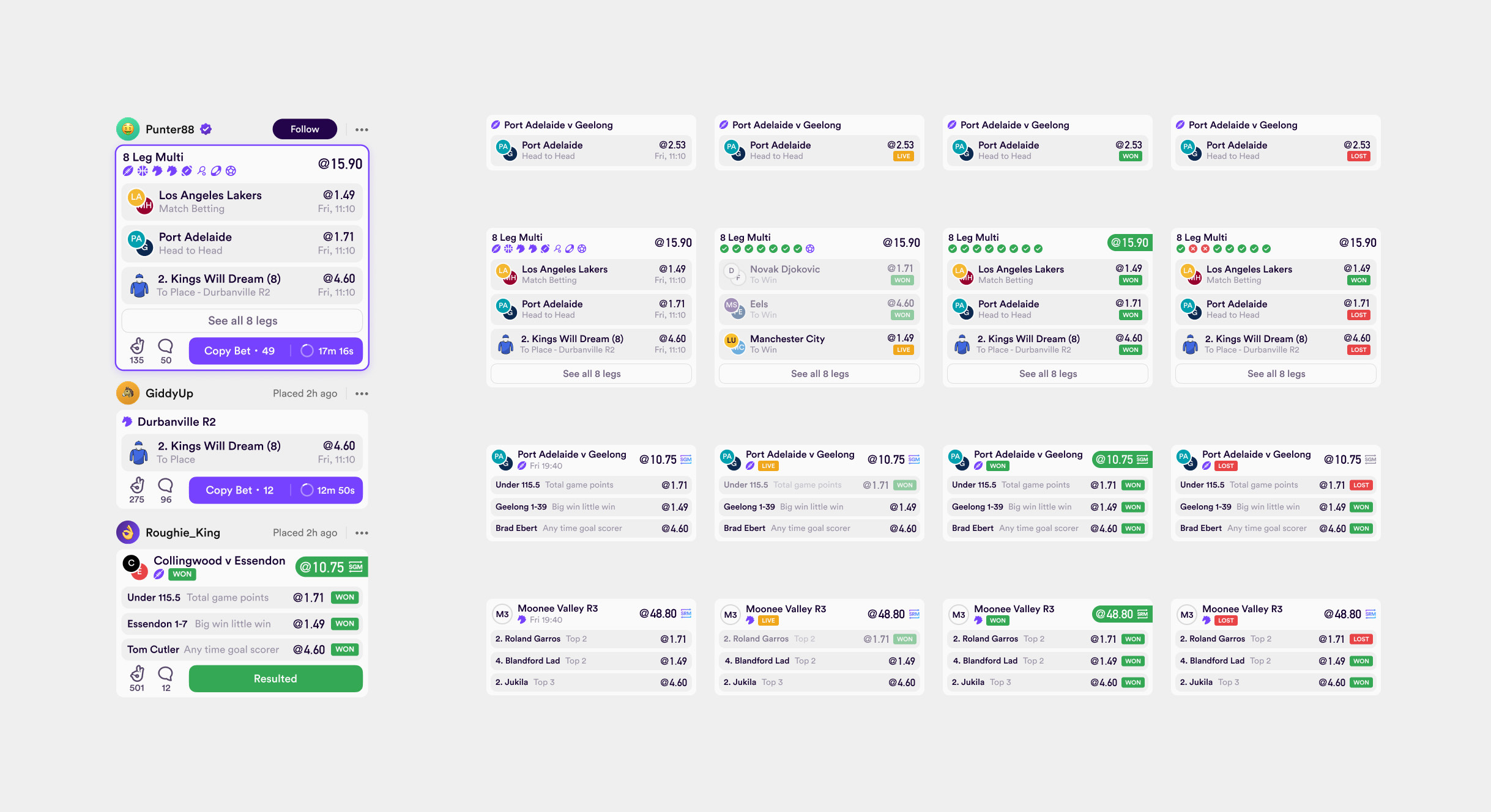 The Dabble bet ticket design system